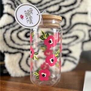 The Darling Effect Floral Glass with Bamboo Lid 🖤